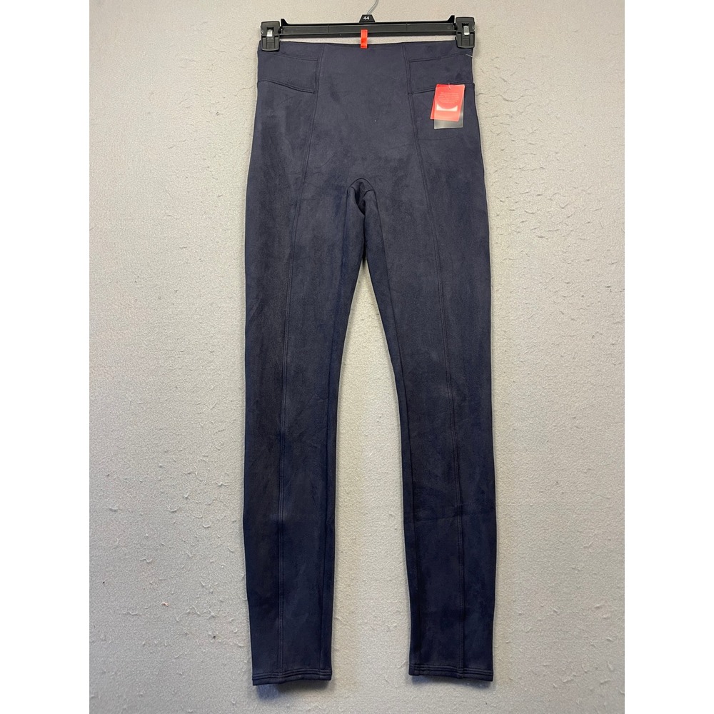 Spanx Faux Suede Leggings Navy Blue Small Womens